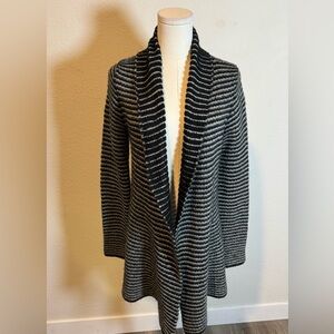 Allen B. Y2K Striped Black and Gray Open Cardigan size Small